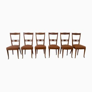 Chairs in Rosewood with Gold Bronze Tips by Paolo Buffa, 1950s, Set of 6