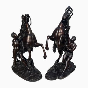 19th Century French Classical Bronze Marley Horses from Coustou, 1880, Set of 2