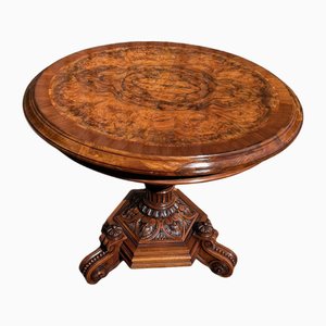 English Victorian Period Burr Walnut Centre Table, 1870s