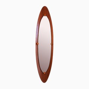 Oval Teak Mirror, Italy, 1950s