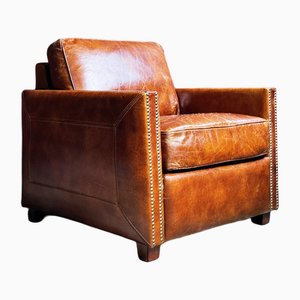 Vintage Leather Sofa in the style of Ralph Lauren