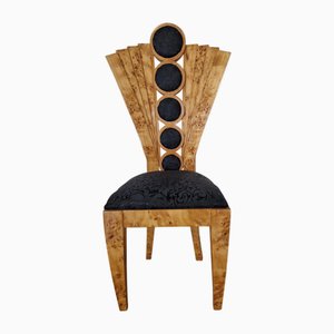 Deco Line Chair in Birch Root and Black Fabric, 1980s