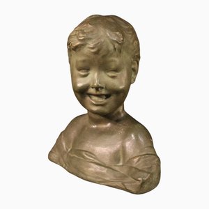 Buste d'Enfant en Terre Cuite, Italie, 20ème Siècle
