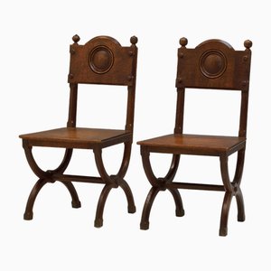 Oak Side Chairs, 1890s, Set of 2