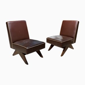 Fireside Lounge Chairs PJ-SI-36-A by Pierre Jeanneret, 1950s, Set of 2