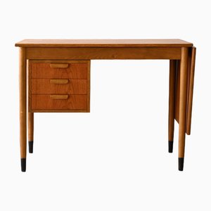 Extendable Teak Desk with 3 Drawers, 1960s