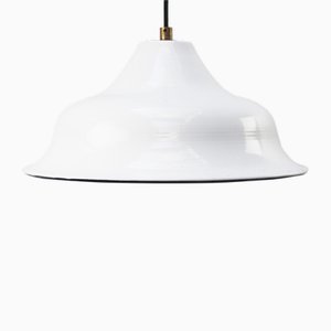 Vintage Industrial White Enamel Pendant Lamps