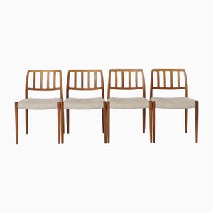 Danish Rosewood Model 83 Chairs by Niels Moller, 1970s, Set of 4