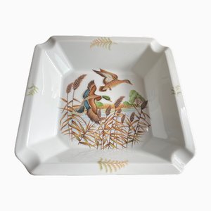 Large French Porcelain Ashtray with Duck Motif from Limoges, 1980s