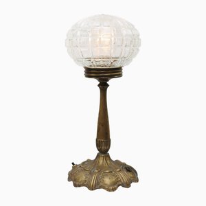 Vintage French Brass & Glass Table Lamp, 1920s