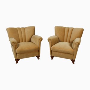 Set of Art Deco Velvet Armchairs, Germany, 1940s