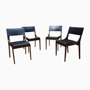 Rosewood Dining Chairs with Leather Seats by Carlo De Carli for Luigi Sormani, 1960s, Set of 4