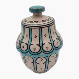 Moroccan Enameled Ceramic Urn
