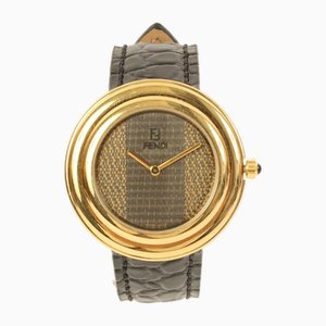 Boys Round Stripped Face Watch Black/Gold from Fendi