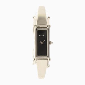 Rechteckige Armbanduhr mit Logo Gesicht Silber/Schwarz von Gucci