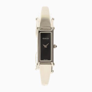 Rectangular Logo Face Bangle Watch Silver/Black from Gucci