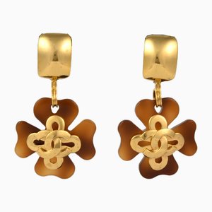 Clover Coco Mark Demi Pattern [Tortoise Shell Pattern] Swing Earrings 95p Gp Gold Womens Itnb08372d5s from Chanel, Set of 2