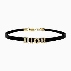 Gargantilla en negro y dorado Ec-20017 Collar de cuero y metal para mujer de Christian Dior