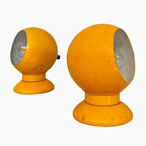 Lámparas de mesa italianas modernas de metal amarillo de Goffredo Reggiani, años 70. Juego de 2