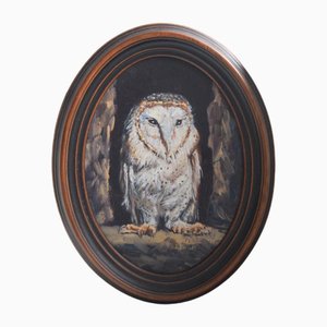 B. Barratt, Barn Owl, Original Oil on Board, Framed