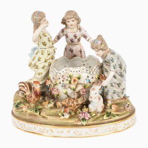 Milieu de Table Vintage en Porcelaine de Dresde Revival, 20ème Siècle