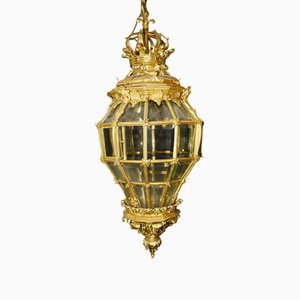 Lámpara de Versalles con farol dorado francés Luis XIV