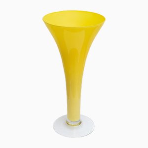 Yellow Empoli Glass Vase, Italy, 1970s