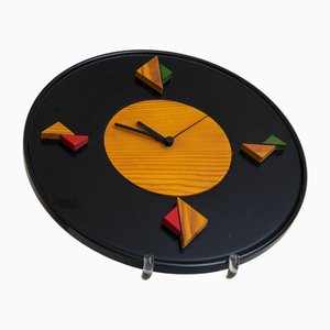 Vintage Postmodern Wall Clock from Legnomania, Italy, 1980s