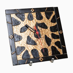 Orologio da parete vintage in vetro, Italia, anni '80