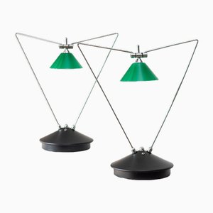 Nachttischlampen aus Chrom & Glas, 1980er, 2er Set