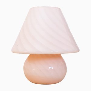 Lámpara de escritorio en forma de hongo rosa grande de cristal de Murano, años 70