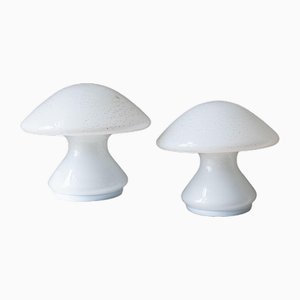 Mushroom Tischlampen mit silbernen Details, 1970er, 2er Set