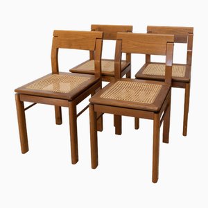 Vintage Dining Chairs in Wood, Italy, 1960s, Set of 4