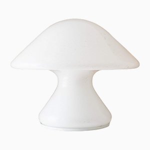 Lámpara de mesa hongo grande con detalles plateados, años 70