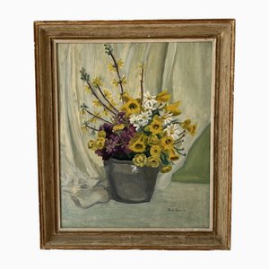 Th. De Fermor, Pot Fleuri, 1954, óleo sobre lienzo, enmarcado