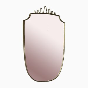 Italienischer Vintage Spiegel mit Messingrahmen, 1950er