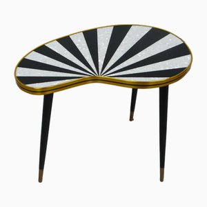 Small Mid-Century German Kidney-Shaped Side Table with White & Black Sunburst Pattern, 1960s