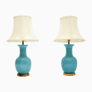 Vintage Ceramic and Brass Table Lamps, 1960s, Set of 2