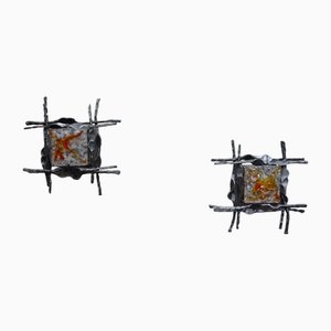 Große Brutalistische Wandlampen, 1960er 2er Set