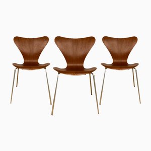 Model 3107 Chairs by Arne Jacobsen for Fritz Hansen, 1950s, Set of 3