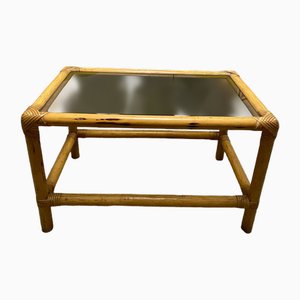 Bamboo Coffee Table with Smoked Glass Top, 1960s