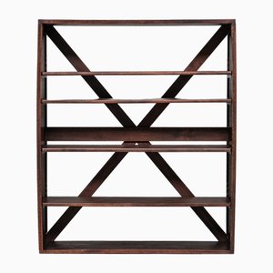 Mid-Century French Wooden Shelving Open Bookcase, 1960s