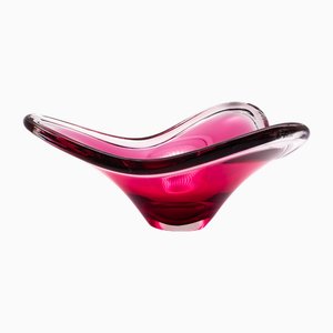 Scandinavian Pink Glass Bowl by Paul Kedelv for Flygfors, 1960s