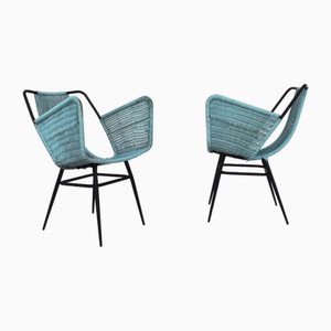 Architectonic Outdoor Armchairs in Woven Plastic by Gastone Rinaldi for Rima, 1960s, Set of 2