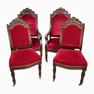 Restauration Mahogany Chairs, 1820s, Set of 4