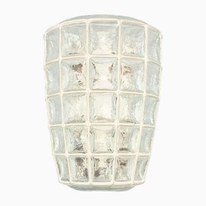Mid-Century Glass & White Iron Wall Light/Sconce from Limburg, Germany, 1960s