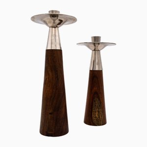 Scandinavian Rosewood Candlesticks, 1960s, Set of 2