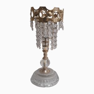 Lampada da tavolo vintage in cristallo e metallo, anni '80