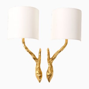 Gilt Bronze Sconces from Maison Arlus, 1960s, Set of 2