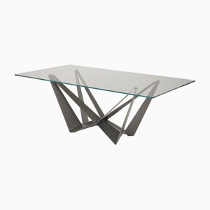 Glass and Metal Dining Table from Andréa Lucatello